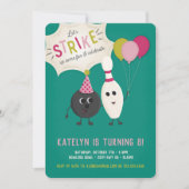 Uitnodiging voor bowling verjaardagsfeest - Meisje (Voorkant)