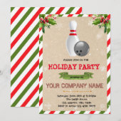 Uitnodiging voor bowlingpartij voor feestdagen (Voorkant / Achterkant)