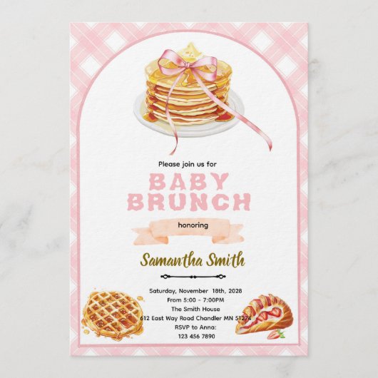 Uitnodiging voor Bows Brunch Feestje (Voorkant)