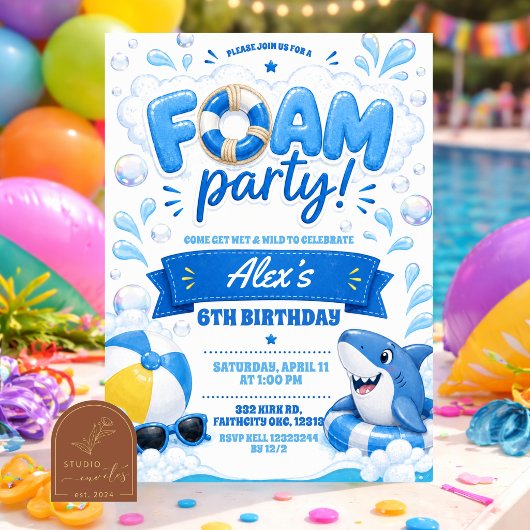 Uitnodiging voor Boy Blue Foam-feestje