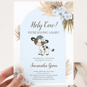 Uitnodiging voor Boy Blue Holy Cow Baby Shower