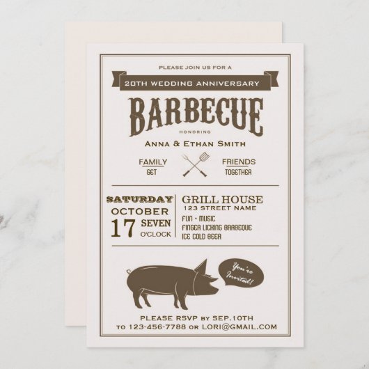 Uitnodiging voor BQ Wedding Jubileum Party (Voorkant / Achterkant)