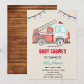 Uitnodiging voor brandweerwagen brandweerman babys (Voorkant / Achterkant)