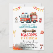 Uitnodiging voor brandweerwagen en Dalmatische hon (Voorkant)