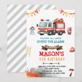 Uitnodiging voor brandweerwagen en Dalmatische hon (Voorkant / Achterkant)