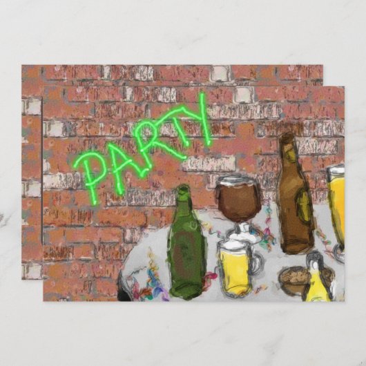 Uitnodiging voor Brew Pub Waterverf Beer Tasting P (Voorkant / Achterkant)