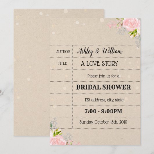 Uitnodiging voor Bridal drukapparaat voor biblioth (Voorkant / Achterkant)