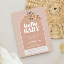Uitnodiging voor briefkaart Hallo,Baby Baby shower