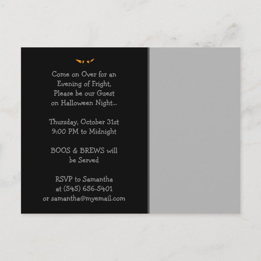 Uitnodiging voor briefkaart - Halloween Haunted Ho (Achterkant)