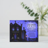 Uitnodiging voor briefkaart - Halloween Haunted Ho (Staand voorkant)