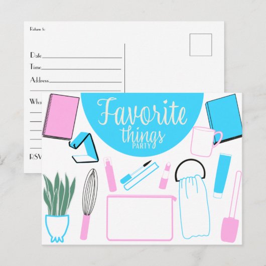 Uitnodiging voor Briefkaart van favoriete partijen (Voorkant / Achterkant)