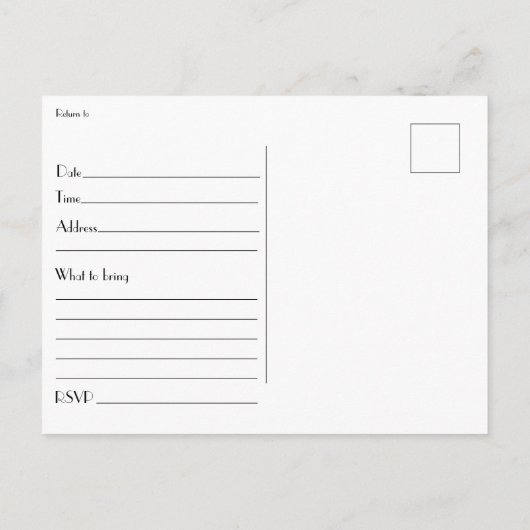 Uitnodiging voor Briefkaart van favoriete partijen (Achterkant)