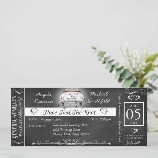 Uitnodiging voor briefkaarten voor postbruiloft (Staand voorkant)