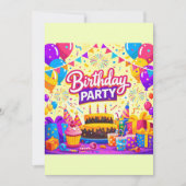 Uitnodiging voor Bright Balloons-verjaardagsfeest (Voorkant)