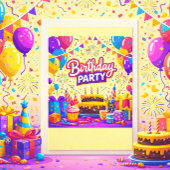 Uitnodiging voor Bright Balloons-verjaardagsfeest