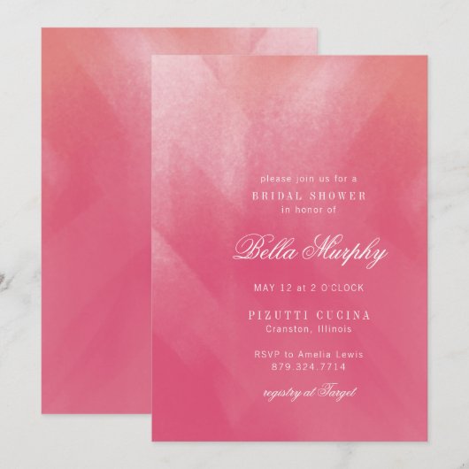 Uitnodiging voor Bright Boho Ombre Bridal (Voorkant / Achterkant)