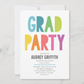 Uitnodiging voor Bright Colorful Afstudeerder Part (Voorkant)