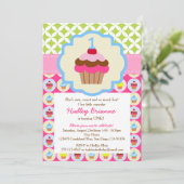 Uitnodiging voor Bright Cupcake 1st verjaardag (Staand voorkant)