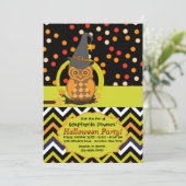 Uitnodiging voor Bright Eyed Owl Halloween Party (Staand voorkant)