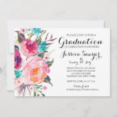 Uitnodiging voor Bright Floral Graduation party (Voorkant)