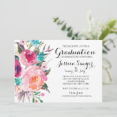 Uitnodiging voor Bright Floral Graduation party (Staand voorkant)