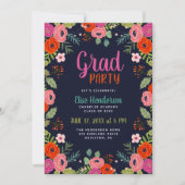 Uitnodiging voor Bright Floral Graduation Party (Voorkant)