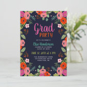 Uitnodiging voor Bright Floral Graduation Party (Staand voorkant)