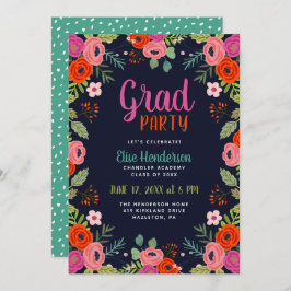 Uitnodiging voor Bright Floral Graduation Party