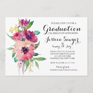 Uitnodiging voor Bright Floral Graduation party