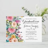 Uitnodiging voor Bright Floral Graduation party (Staand voorkant)