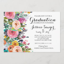 Uitnodiging voor Bright Floral Graduation party