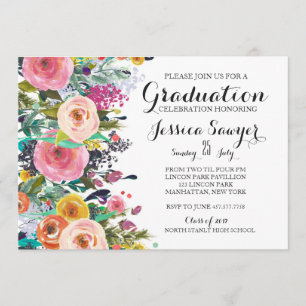 Uitnodiging voor Bright Floral Graduation party