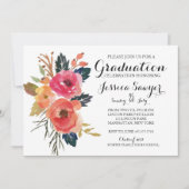 Uitnodiging voor Bright Floral Graduation party (Voorkant)