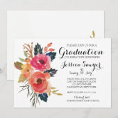 Uitnodiging voor Bright Floral Graduation party (Voorkant / Achterkant)