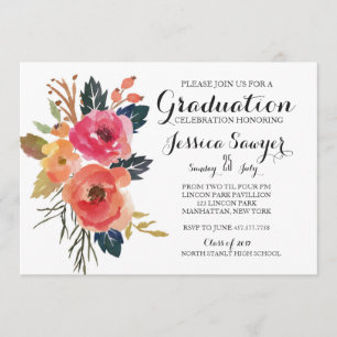 Uitnodiging voor Bright Floral Graduation party