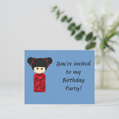 Uitnodiging voor Bright Kokeshi Birthday (Staand voorkant)