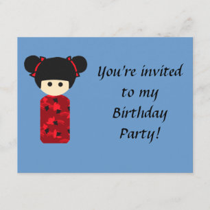 Uitnodiging voor Bright Kokeshi Birthday