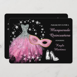 Uitnodiging voor Bright Pink Masquerade Quinceaner