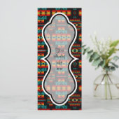 Uitnodiging voor Bright Red, Geel en Blauw Patroon (Staand voorkant)