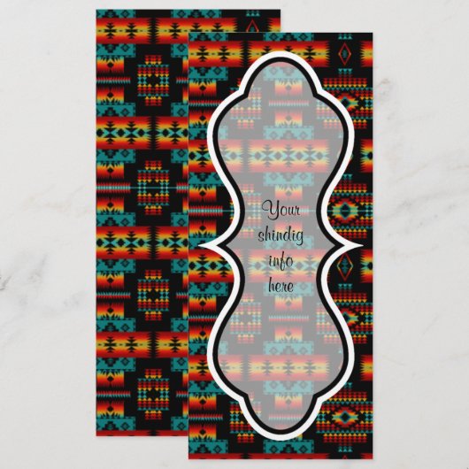 Uitnodiging voor Bright Red, Geel en Blauw Patroon (Voorkant / Achterkant)