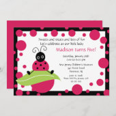 Uitnodiging voor Bright & Stor Koud Ladybug Birthd (Voorkant / Achterkant)