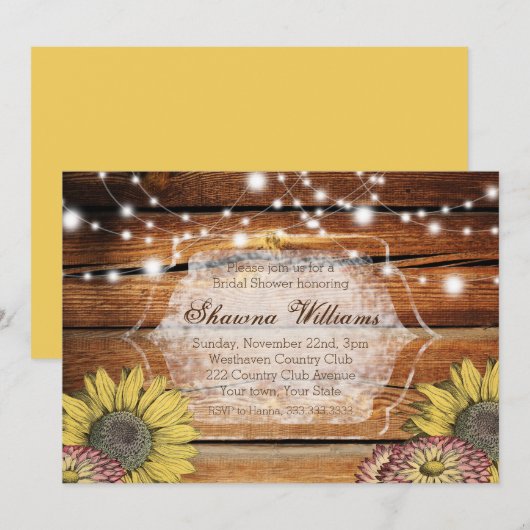 Uitnodiging voor britse douche | Barn Wood (Voorkant / Achterkant)