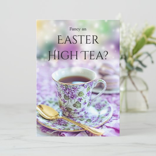 Uitnodiging voor Britse stijl High Tea of Pasen br (Staand voorkant)
