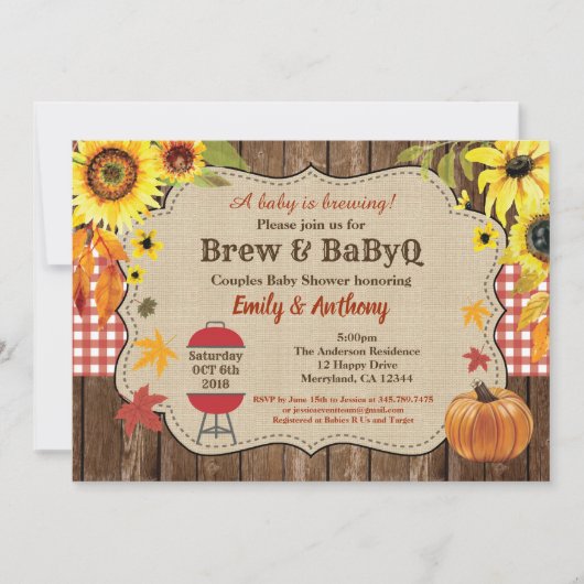 Uitnodiging voor brouwsel en BabyQ rustieke bier k (Voorkant)