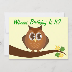 Uitnodiging voor Brown Hoot Owl Birthday Party