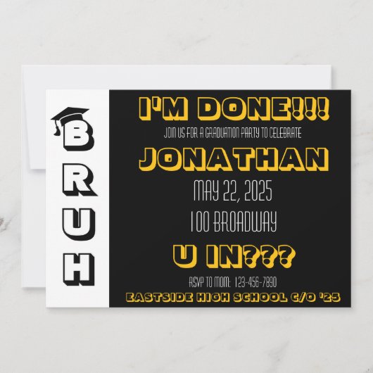 Uitnodiging voor BRUH diploma-uitreiking feest (Voorkant)