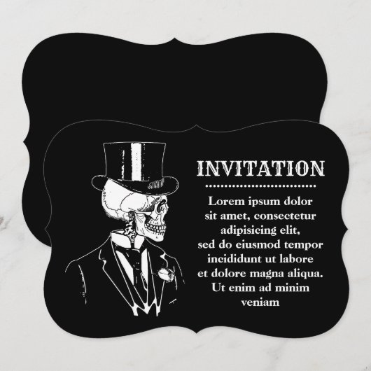 Uitnodiging voor bruidegom met schedel (Voorkant / Achterkant)
