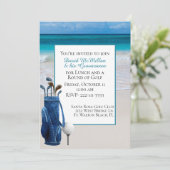 Uitnodiging voor bruidegom's golfparty op White Be (Staand voorkant)