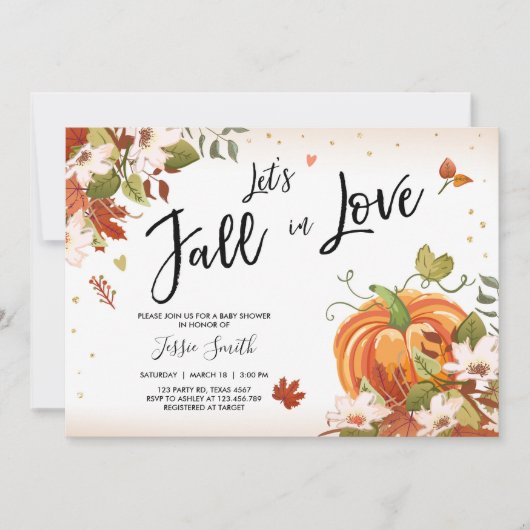 Uitnodiging voor bruidsbaby herfst bruiloft (Voorkant)