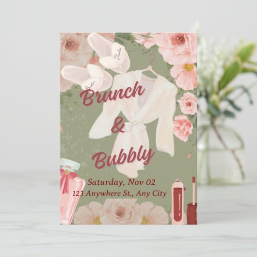Uitnodiging voor bruidsbrunch (Staand voorkant)